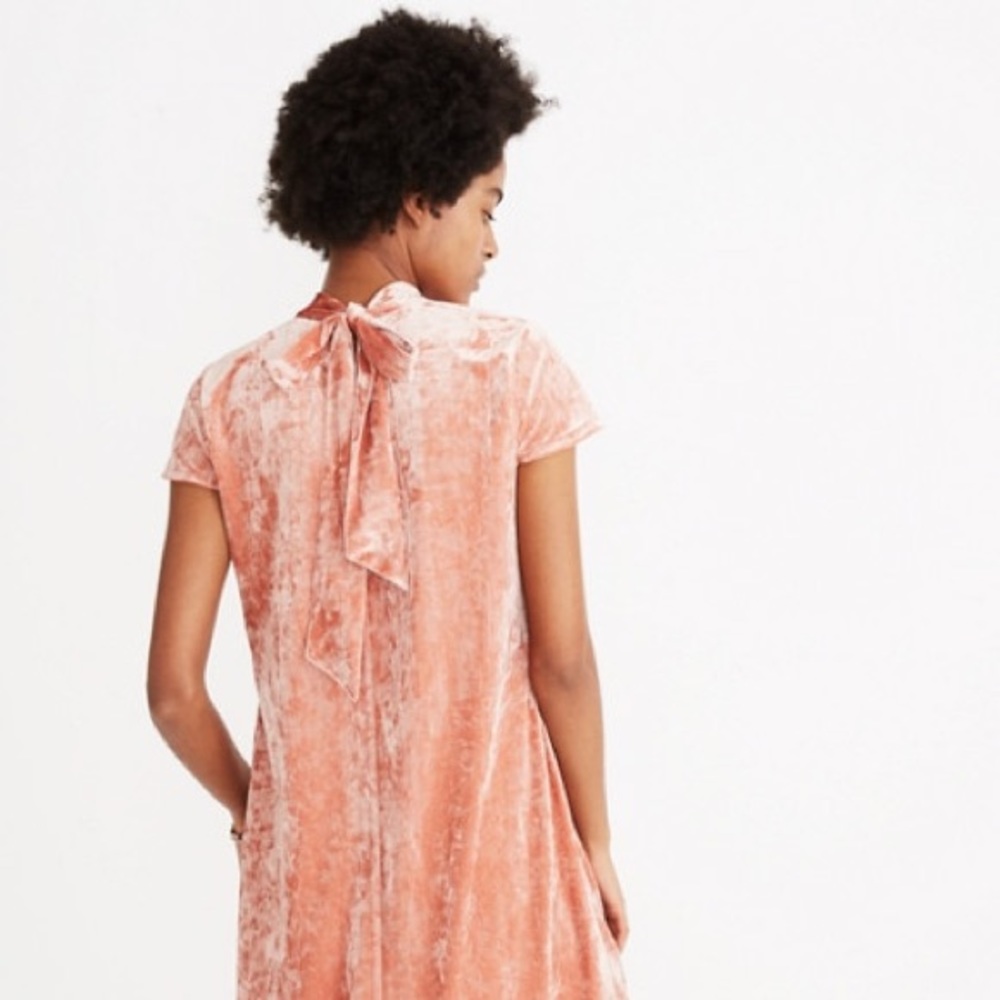 Madewell crushed velvet mockneck dress EUC